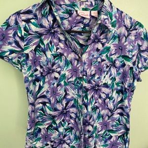 3/$15 PS  Cappagallo Floral button up blouse with chest pocket